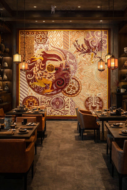 Mythical Guardians Phoenix Mosaic Tile Wall