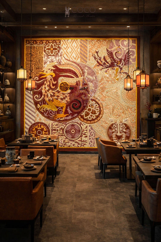 Mythical Guardians Phoenix Mosaic Tile Wall