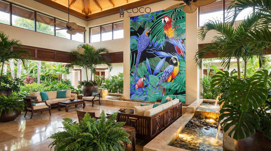 Rainforest Macaws Glass Mosaic Art