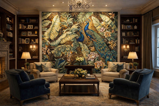 Regal Tropicana - Peacock Jungle Glass Mosaic Art