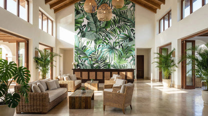 Tropical Palm Canopy Glass Mosaic Art