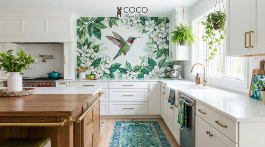 Verdant Wings - Hummingbird Botanical Glass Mosaic