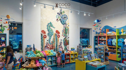 Whimsical Seahorse Garden Glass Mosaic Art