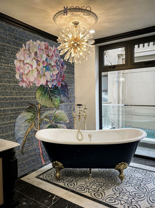 Hydrangea Blush -
Pink & Lavender Botanical Glass Mosaic
Art