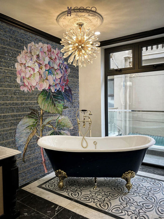 Hydrangea Blush -
Pink & Lavender Botanical Glass Mosaic
Art