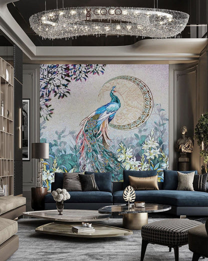 Celestial Plume - Teal
& Lilac Peacock Lily
Glass Mosaic Mural