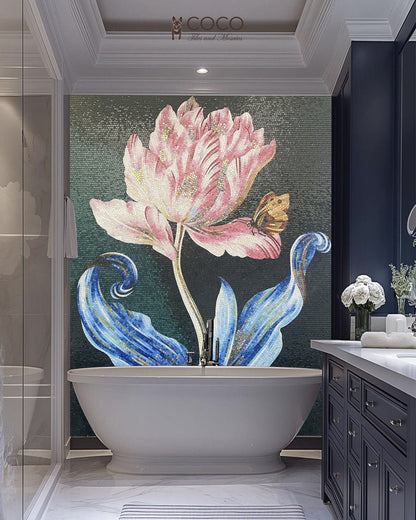 Art Nouveau Tulip -
Pink & Emerald
Botanical Glass Mosaic
Art