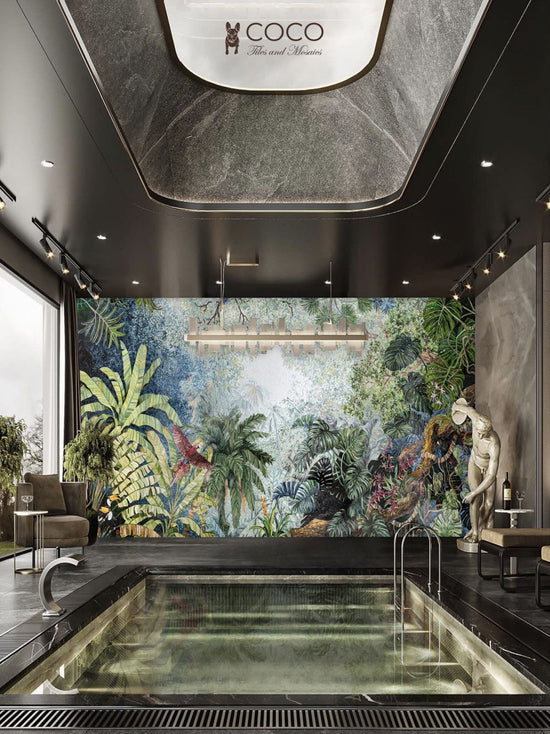 Amazonia Canopy -
Green & Blue Tropical
Rainforest Glass
Mosaic Mural