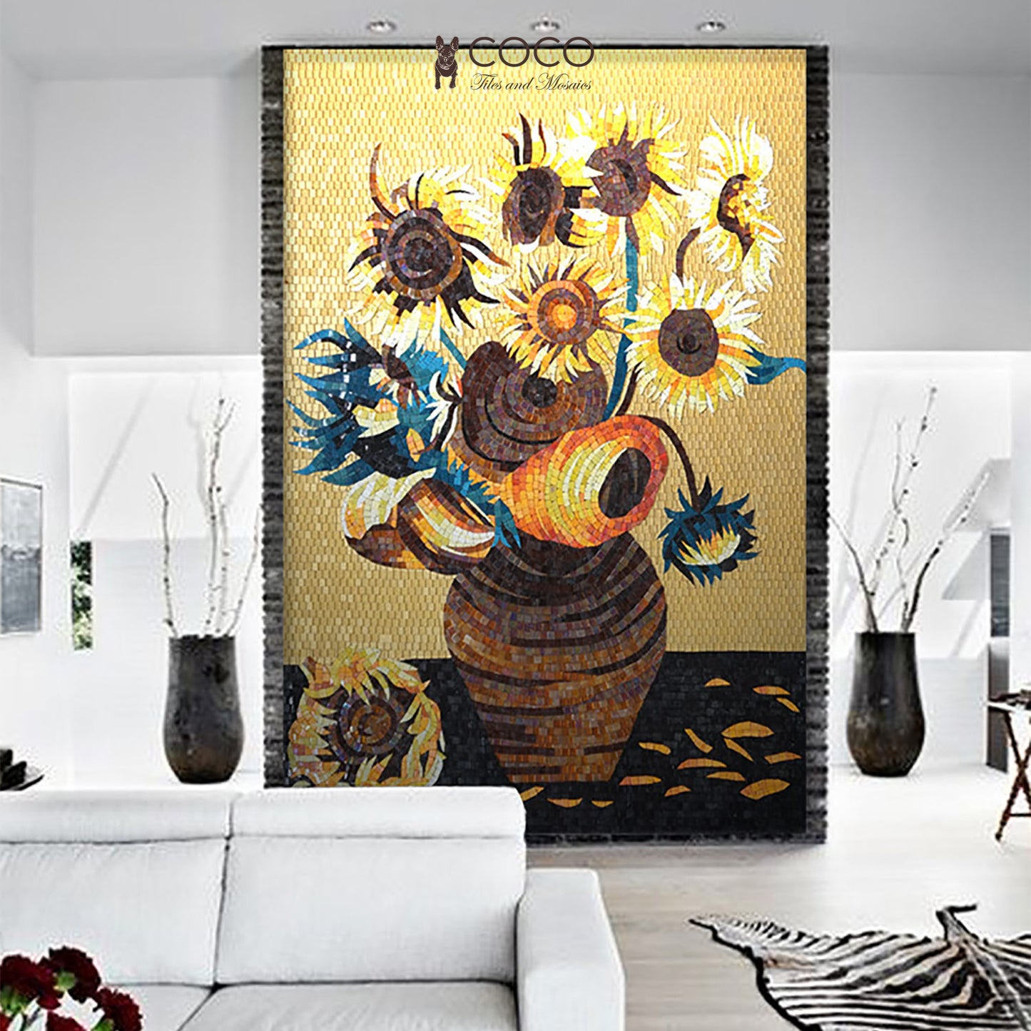 Artistic Mosaic - Giant Flowers - Pot of Sunflowers