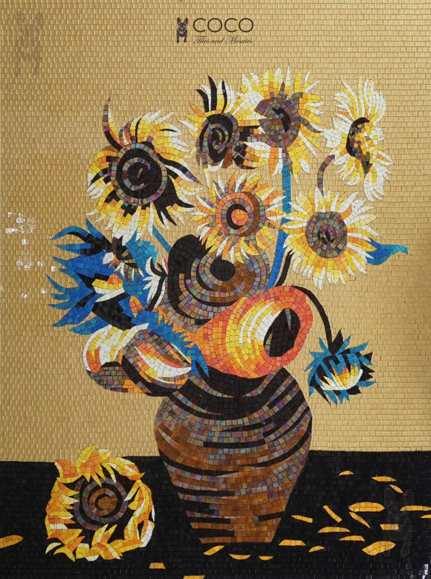 Artistic Mosaic - Giant Flowers - Pot of Sunflowers