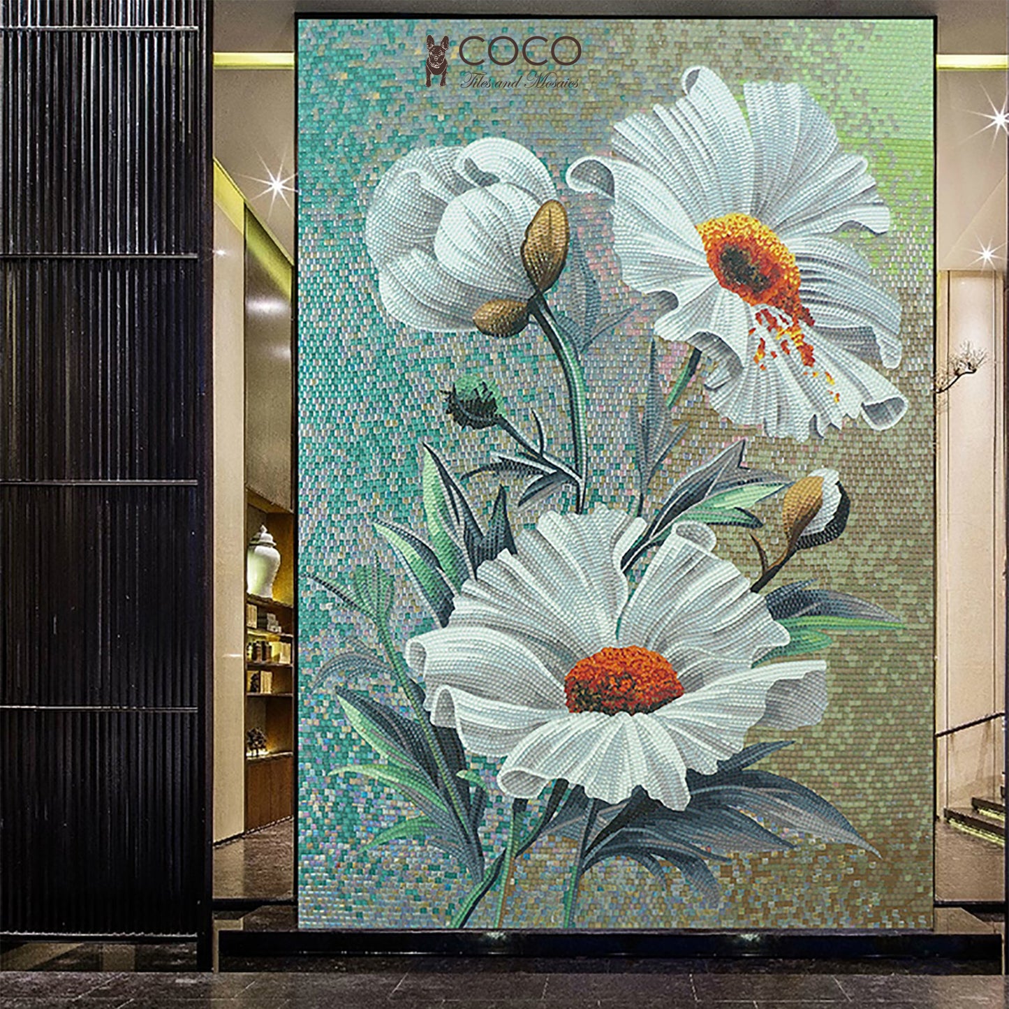 Artistic Mosaic - Giant Flowers - Cosmos White