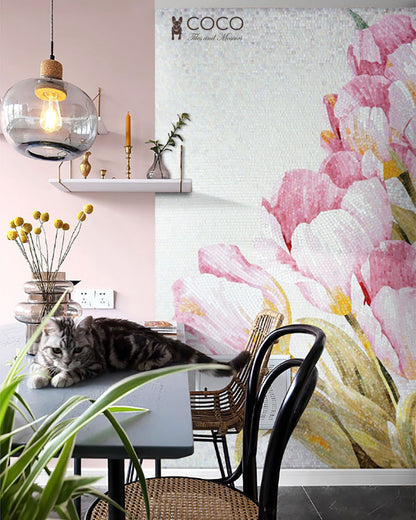 Artistic Mosaic - Flowers - Blush Pink