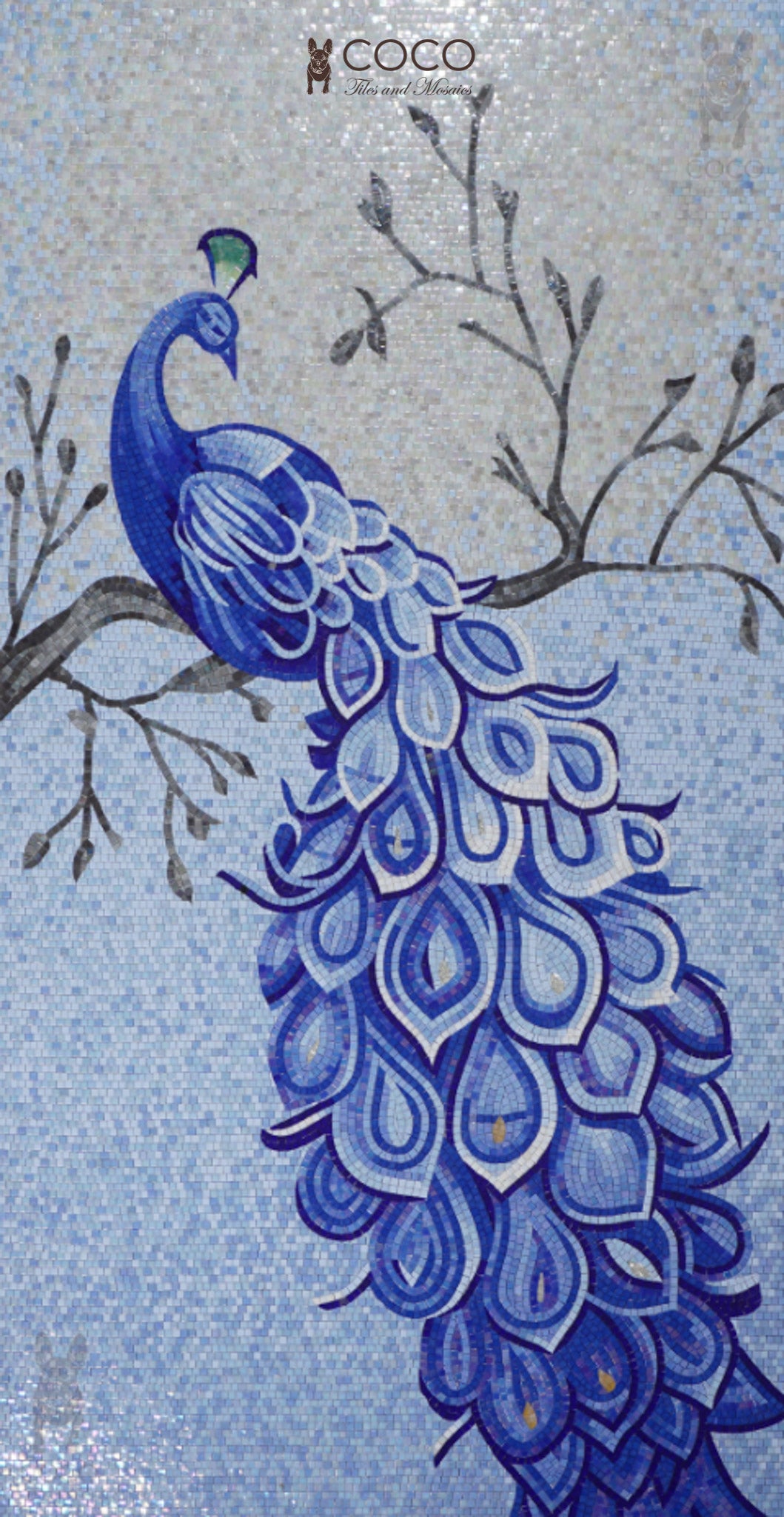 Artistic Mosaic - Peacock - Blue Tale