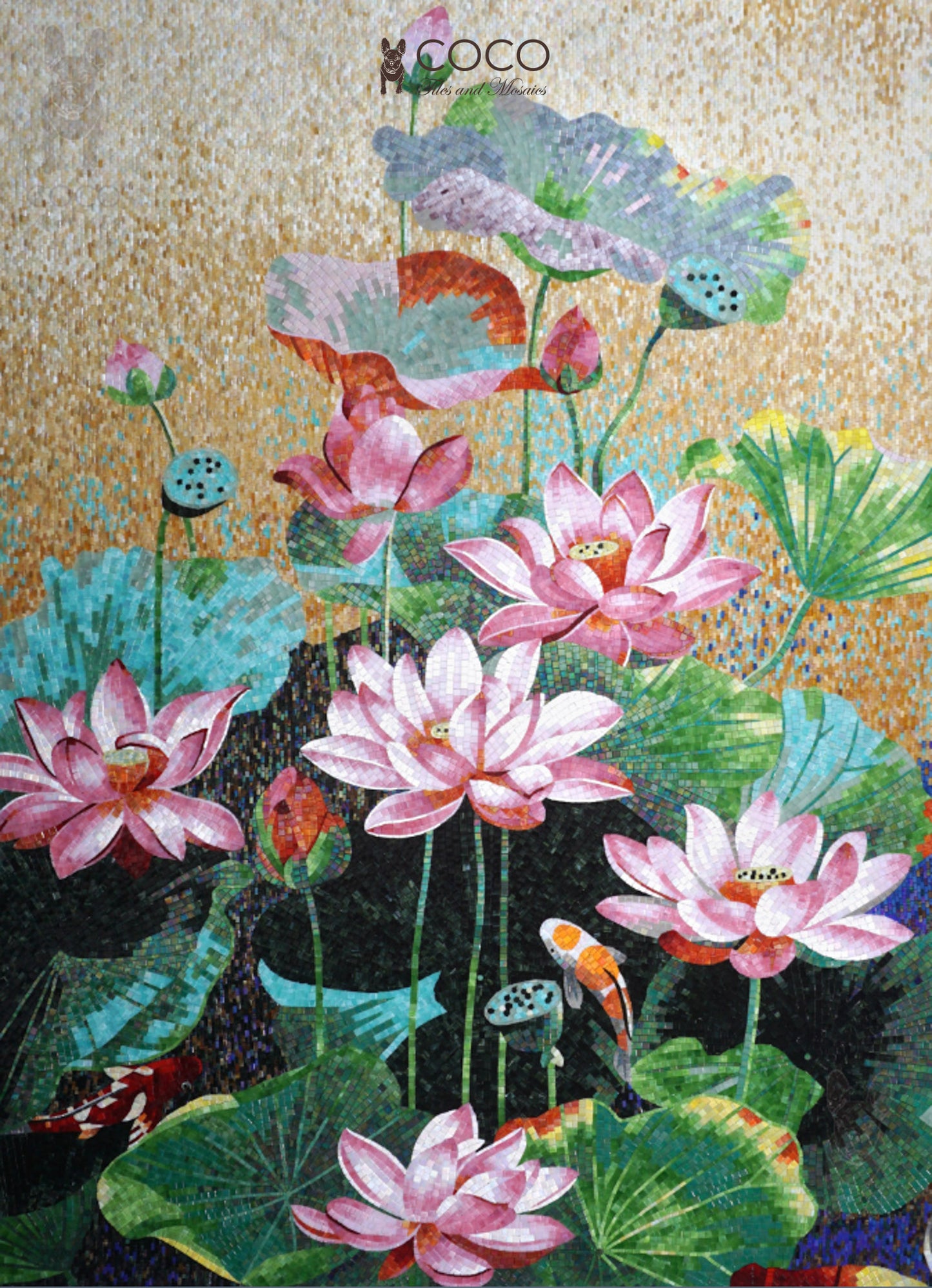 Artistic Mosaic - Water Lily Flowers - Celebration