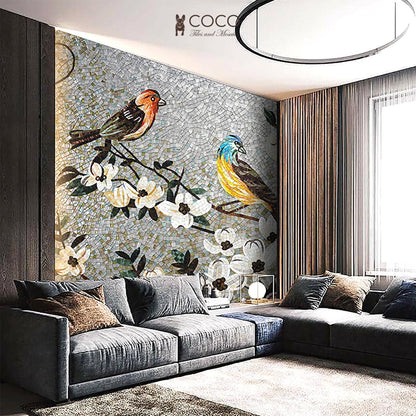 Artistic Mosaic - Birds - Love of Loyalty With Frame