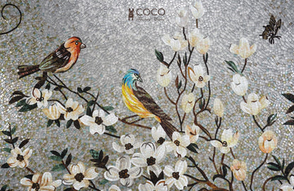 Artistic Mosaic - Birds - Love of Loyalty With Frame