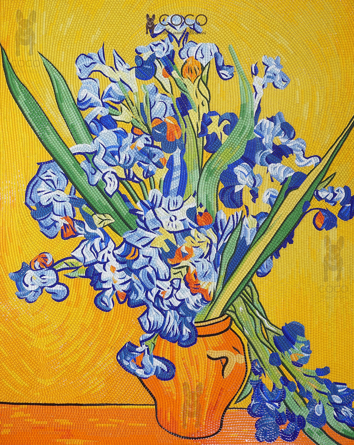 Artistic Mosaic - Pot Flowers - Blue