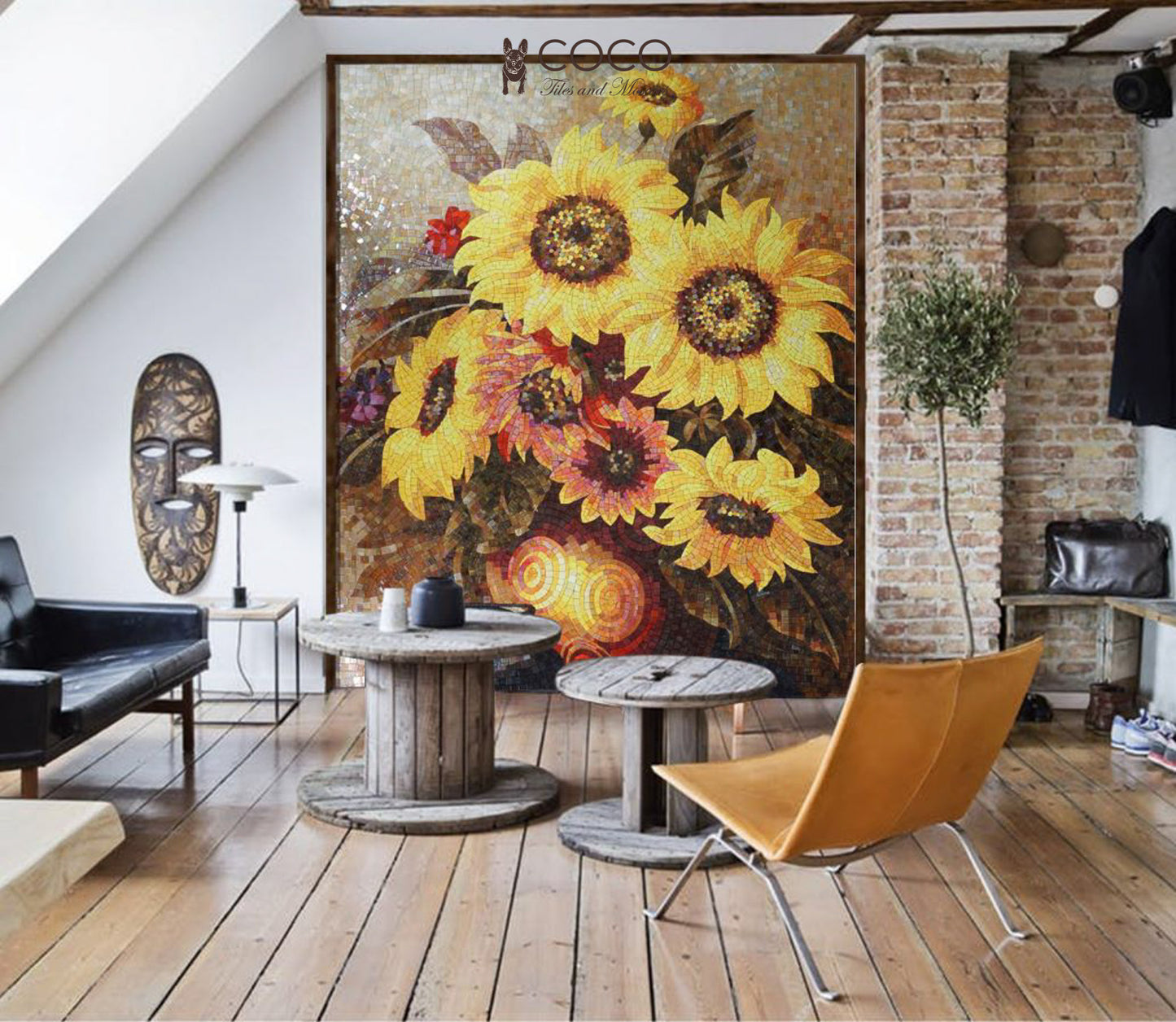 Artistic Mosaic - Golden Bloom of Sunflowers