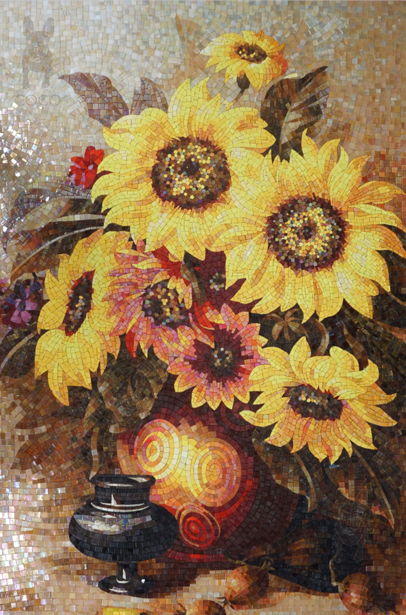 Artistic Mosaic - Golden Bloom of Sunflowers