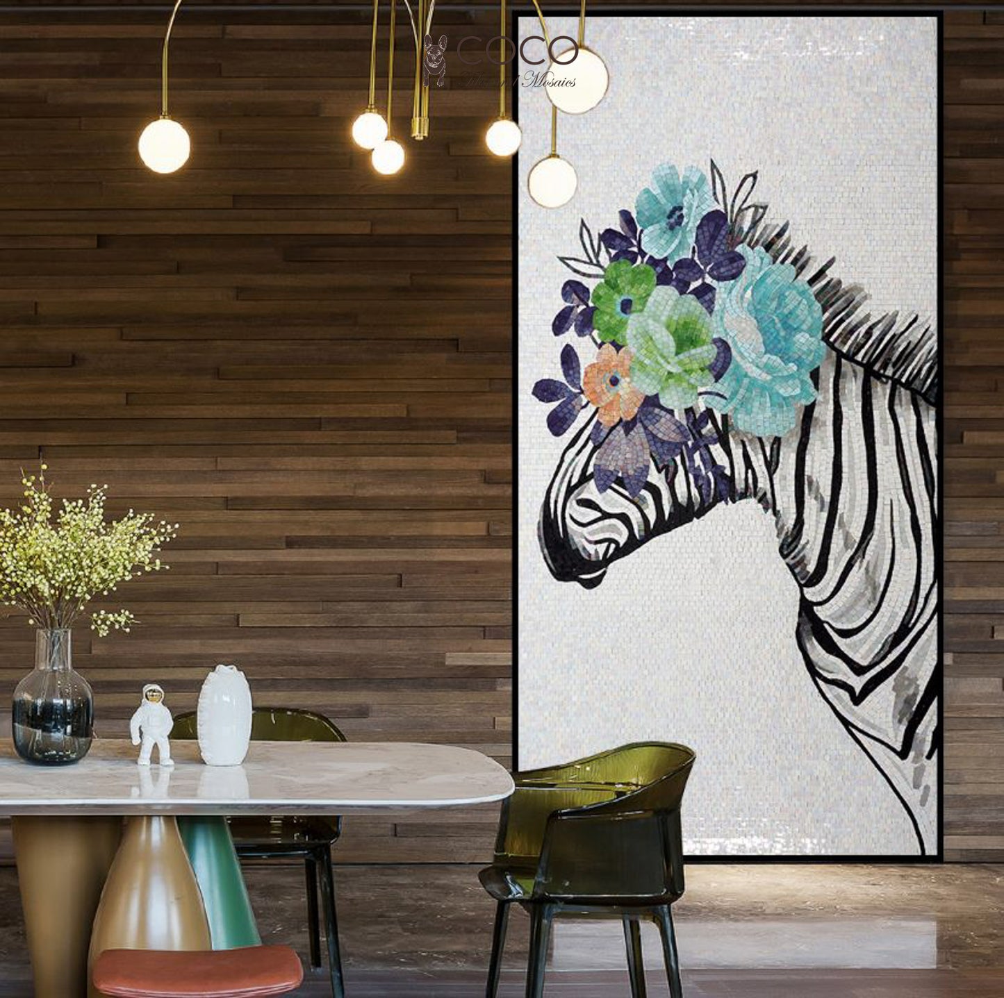 Artistic Mosaic - Zebra Wearing Flowers