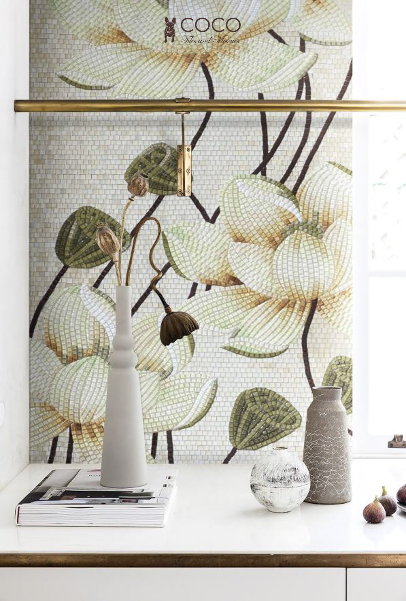 Artistic Mosaic - Water Lilies and Seed Pods