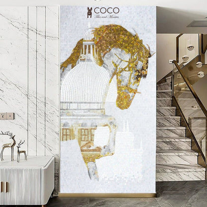 Artistic Mosaic - Golden White Horse