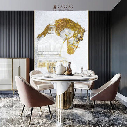 Artistic Mosaic - Golden White Horse
