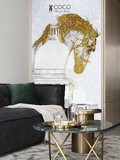 Artistic Mosaic - Golden White Horse