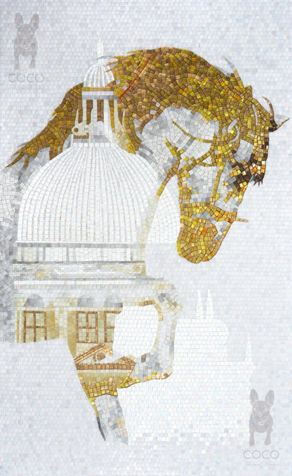 Artistic Mosaic - Golden White Horse