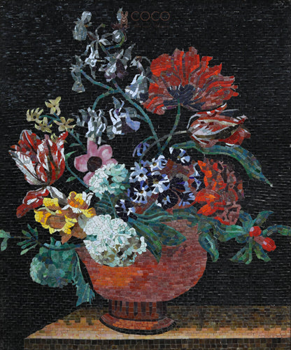 Vivid Vase of Life Glass Mosaic Mural