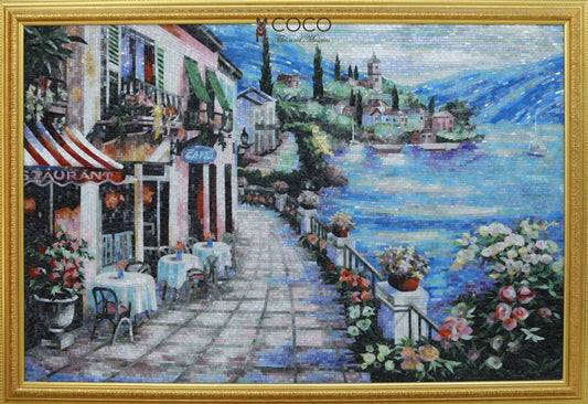 Cafe by the Lake Stone Mosaic Art