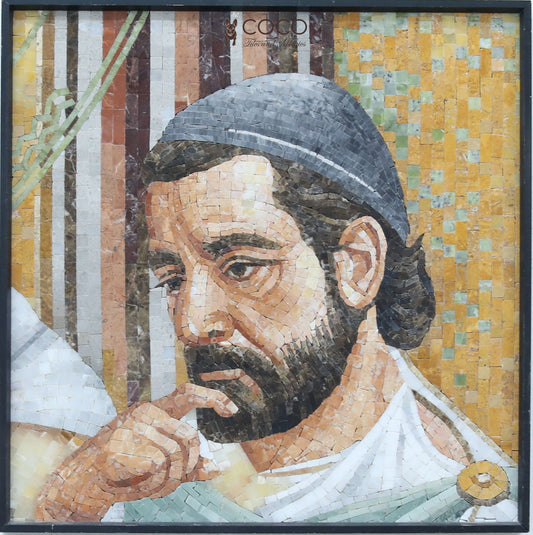 The Thinker in Stone Mosaic Art