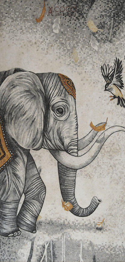 Elephant: Dance of the Giants Stone Mosaic Art