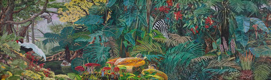 Hidden Oasis - Deep Emerald Jungle Panorama Glass Mosaic Mural