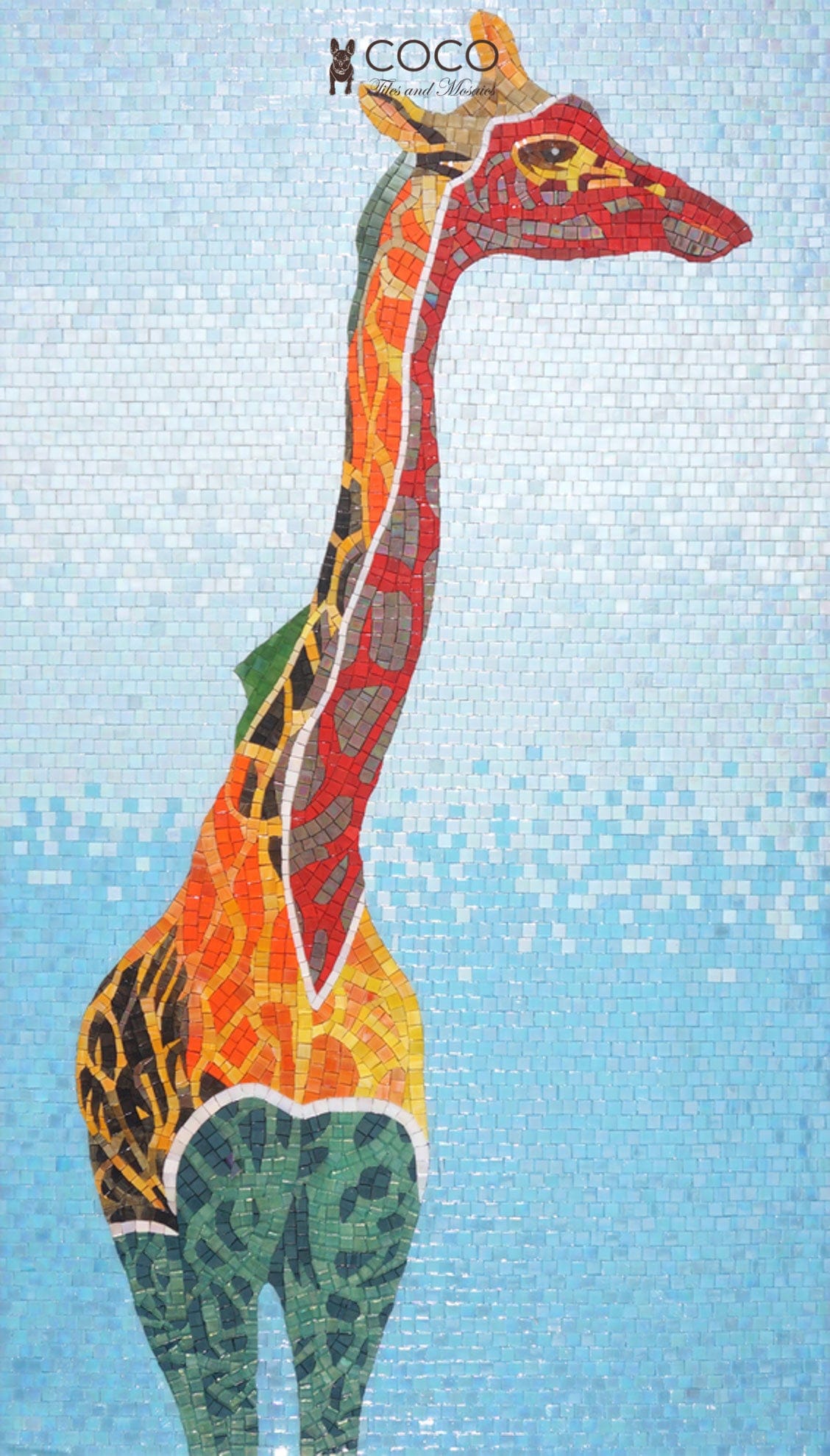 Savanna Giraffe Glass Mosaic Art