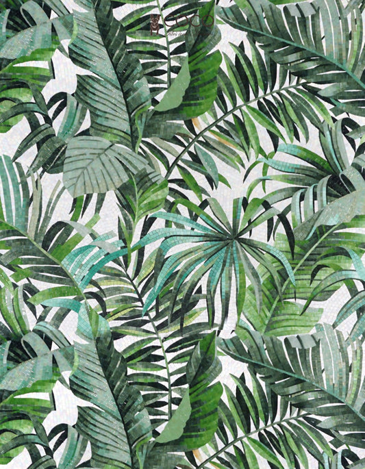 Tropical Palm Canopy Glass Mosaic Art
