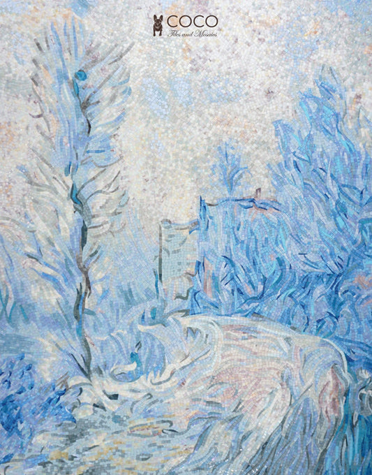 Winter Whisper Landscape Glass Mosaic Art