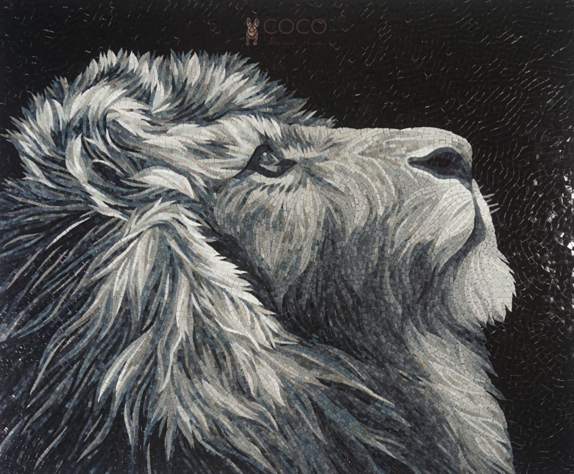Majestic Lion Portrait Glass Mosaic Art
