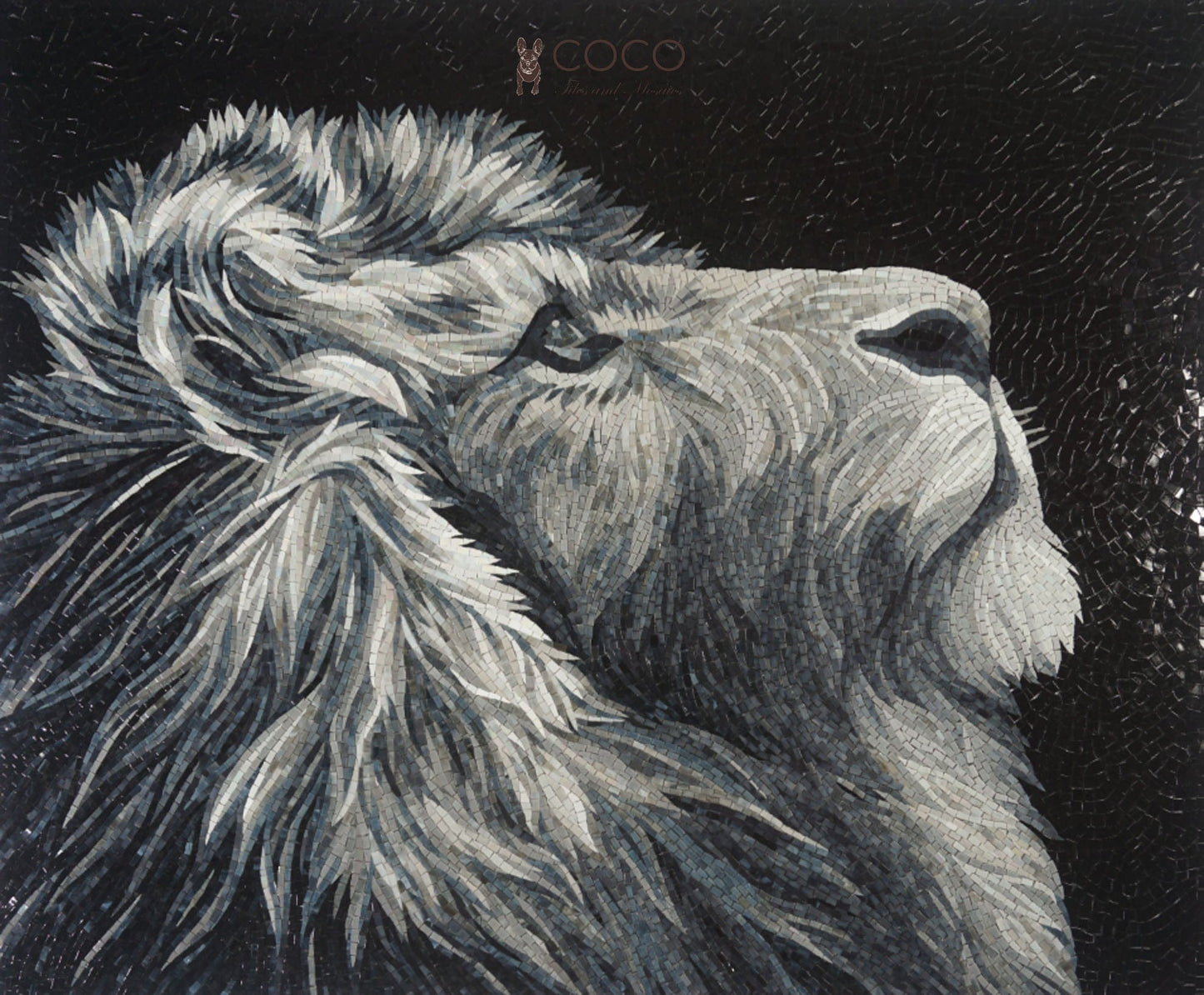 Majestic Lion Portrait Glass Mosaic Art