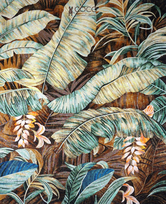 Tropical Paradise Foliage Glass Mosaic Art