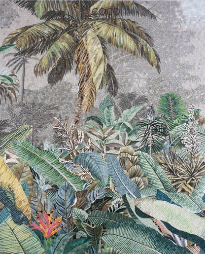 Coastal Palm Oasis Glass Mosaic Art