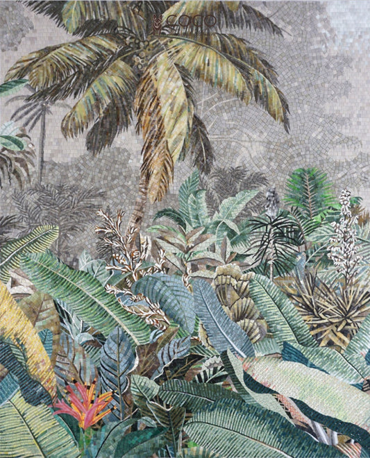 Coastal Palm Oasis Glass Mosaic Art