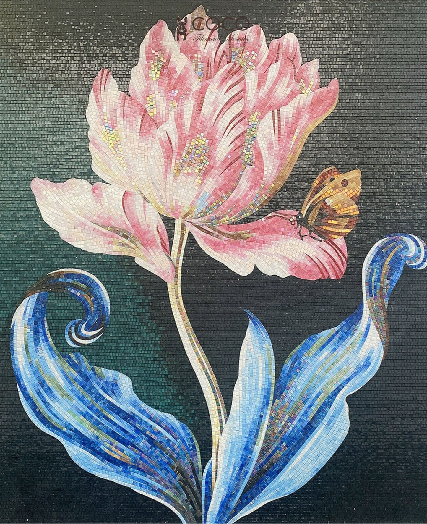Art Nouveau Tulip -
Pink & Emerald
Botanical Glass Mosaic
Art