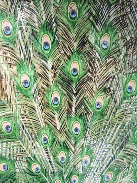Emerald Plume -
Green & Gold Peacock
Feather Glass Mosaic
Mural