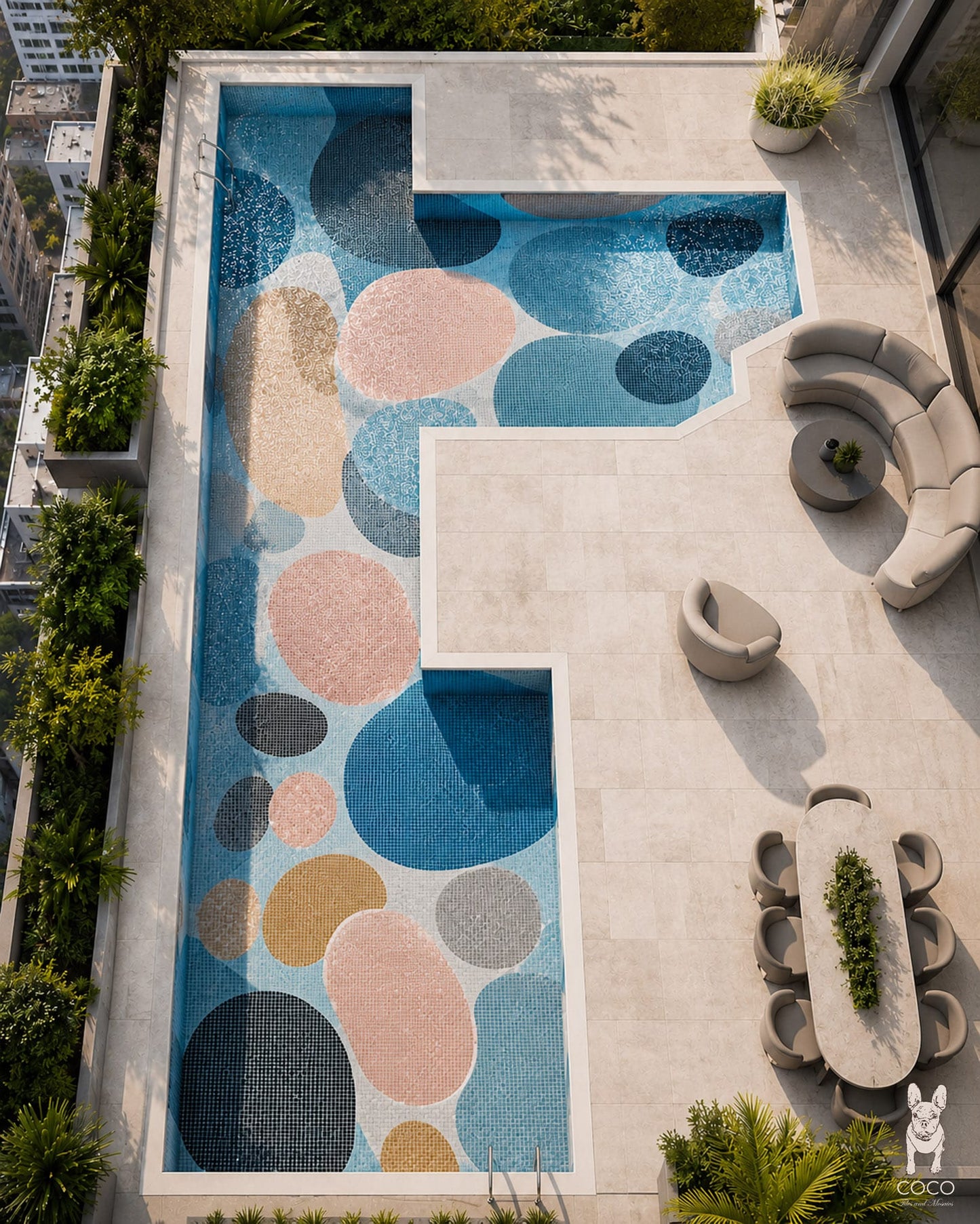 Tidal Stones - Organic Abstract Glass Pool Mosaic Art
