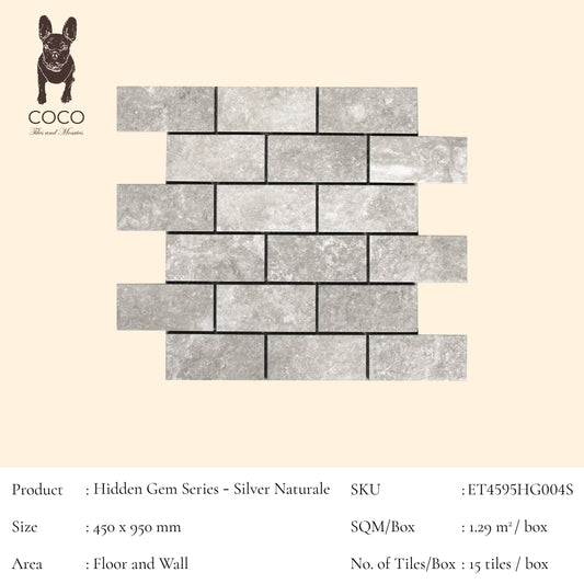 Hidden Gem Series - Chalk Naturale 45x95mm Mosaic Tile