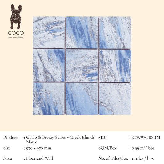 CoCo & Breezy Series - Greek Islands Matte 97x97mm Mosaic Tile
