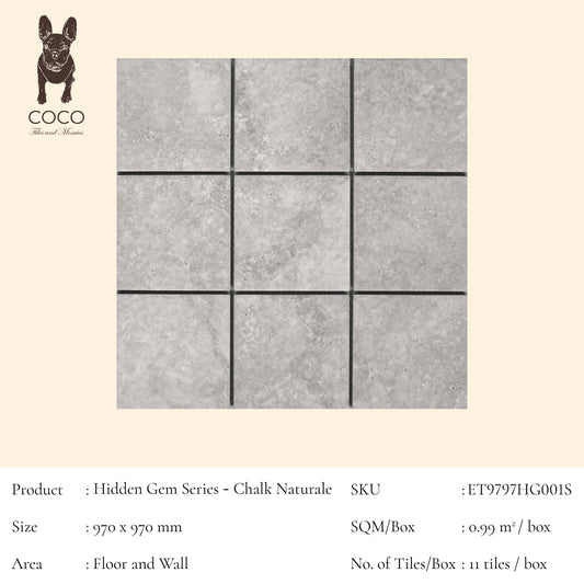 Hidden Gem Series - Chalk Naturale 97x97mm Mosaic Tile