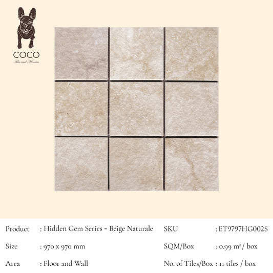 Hidden Gem Series - Beige Naturale 97x97mm Mosaic Tile