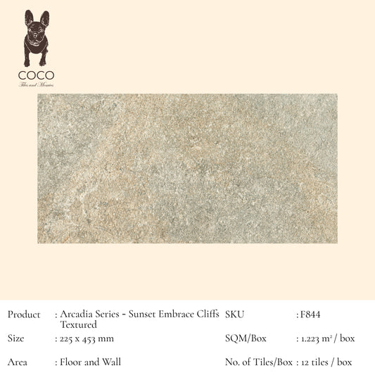 Arcadia Series - Sunset Embrace Cliffs Textured 225x453mm Porcelain Tile